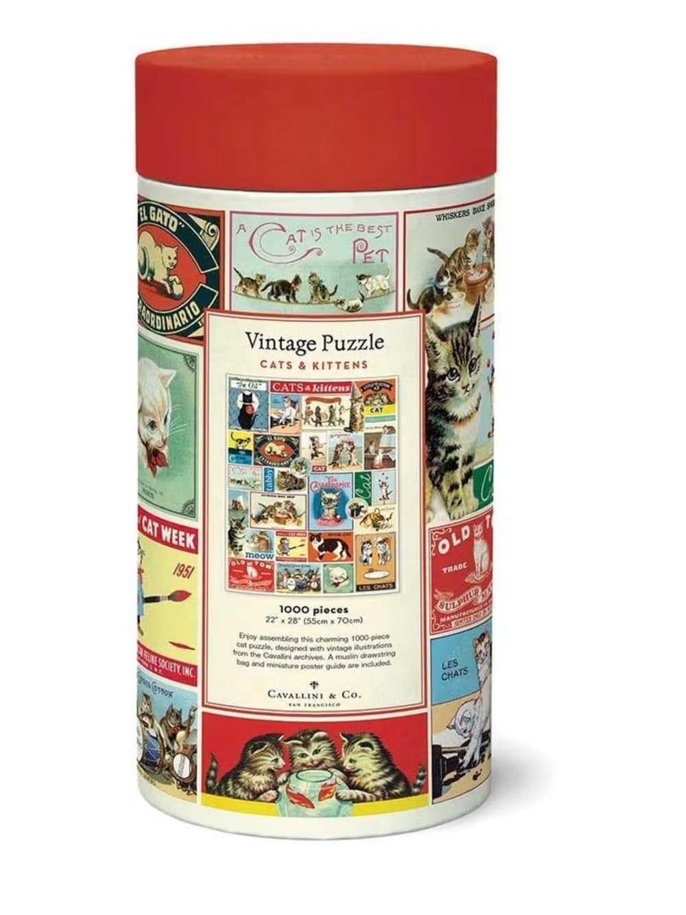 Cavalini Cats & Kittens 1000 Piece Puzzle - Red, Yellow, Green, Blue - Picture 4 of 4